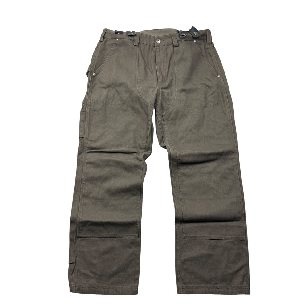 Duluth Trading Co Fire Hose Logger Pants Mens 38x32 Brown Double Knee Suspenders